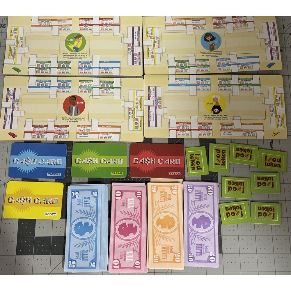 Electronic Mall Madness 2004 Board Game Replacement Parts Cards Cash Pieces